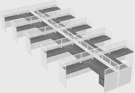 Shared l-shaped cubicle
