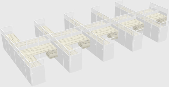 Shared l-shaped cubicle
