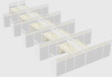 Shared l-shaped cubicle