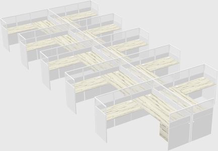 Shared l-shaped cubicle