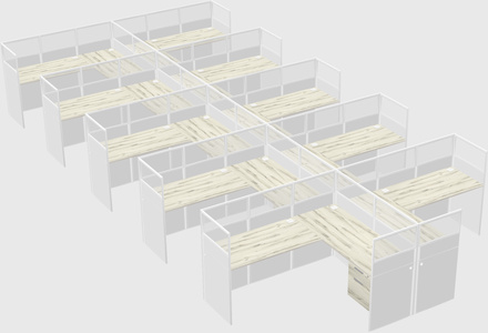 Shared l-shaped cubicle