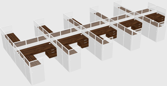 Shared l-shaped cubicle