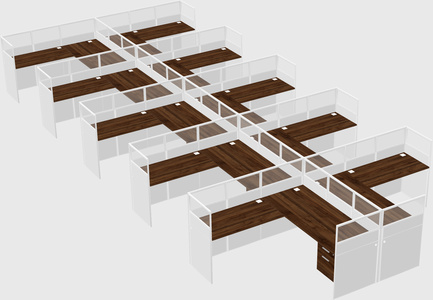 Shared l-shaped cubicle