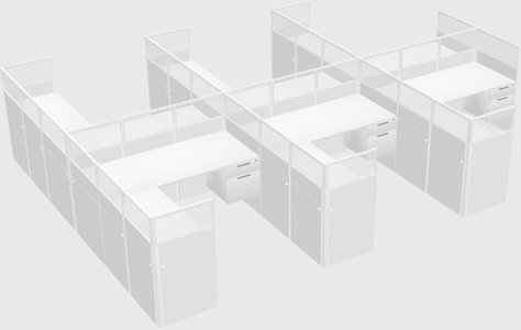 Shared l-shaped cubicle