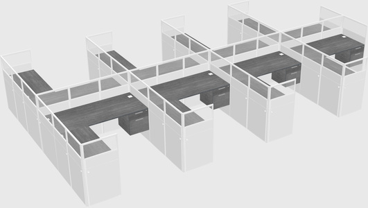 Shared l-shaped cubicle