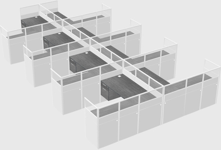 Shared l-shaped cubicle