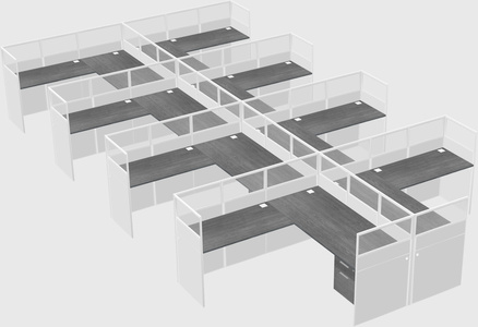 Shared l-shaped cubicle