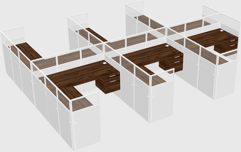 Shared l-shaped cubicle