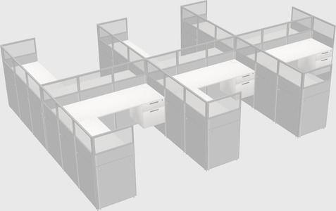 Shared l-shaped cubicle