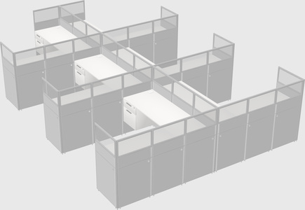 Shared l-shaped cubicle