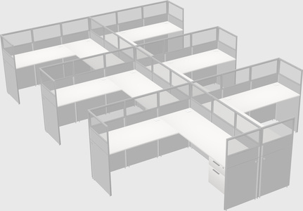 Shared l-shaped cubicle