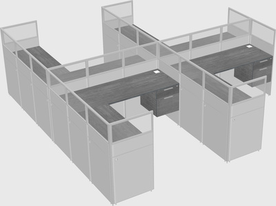 Shared l-shaped cubicle