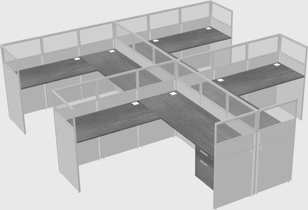 Shared l-shaped cubicle