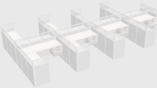 Shared l-shaped cubicle