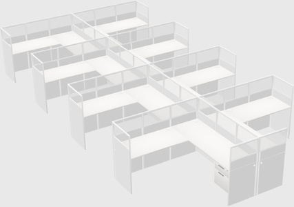 Shared l-shaped cubicle