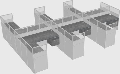 Shared l-shaped cubicle