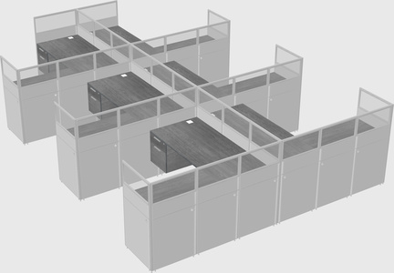 Shared l-shaped cubicle
