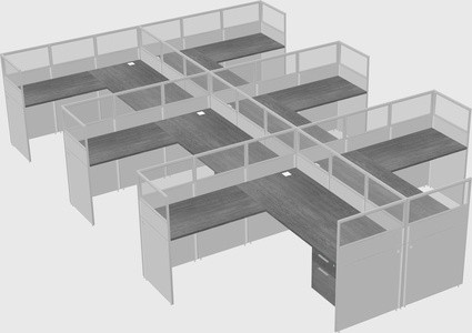 Shared l-shaped cubicle