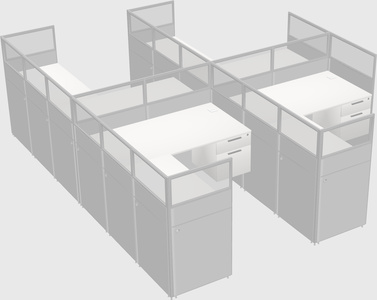 Shared l-shaped cubicle