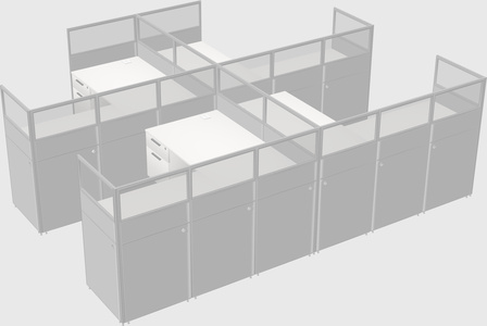 Shared l-shaped cubicle