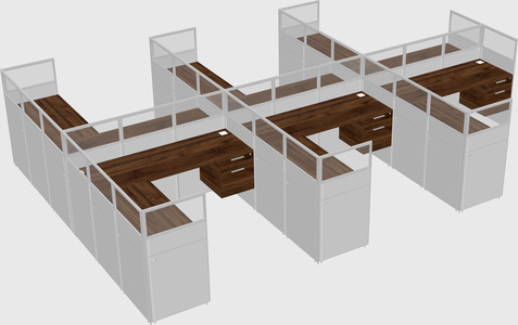 Shared l-shaped cubicle
