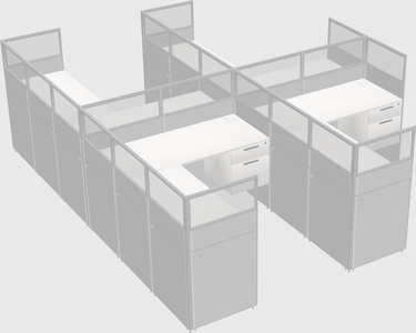 Shared l-shaped cubicle