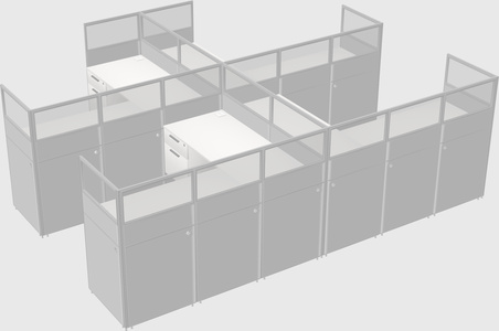 Shared l-shaped cubicle