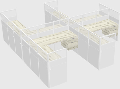 Shared l-shaped cubicle