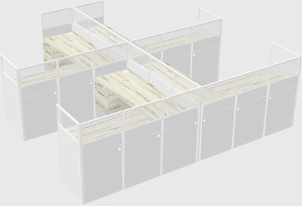 Shared l-shaped cubicle