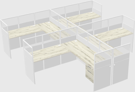 Shared l-shaped cubicle