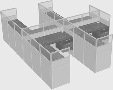 Shared l-shaped cubicle