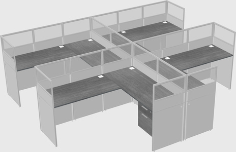 Shared l-shaped cubicle