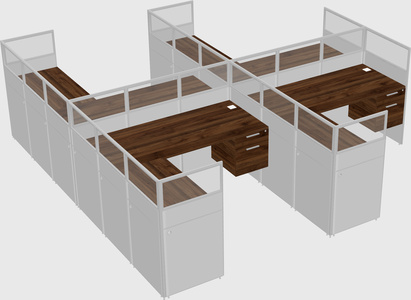 Shared l-shaped cubicle