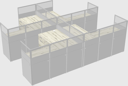 Shared l-shaped cubicle