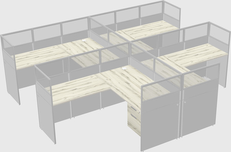 Shared l-shaped cubicle
