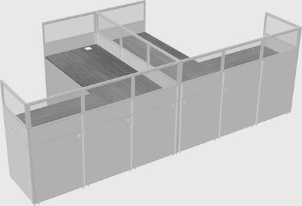 Shared l-shaped cubicle
