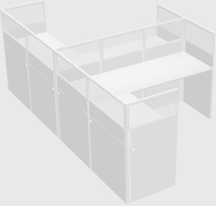 Shared l-shaped cubicle