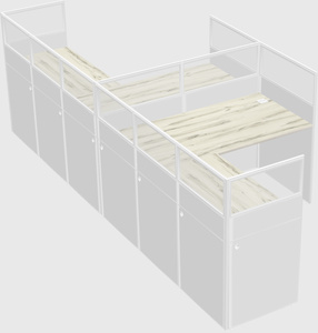 Shared l-shaped cubicle