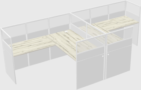 Shared l-shaped cubicle