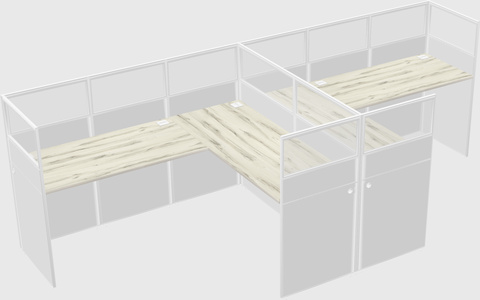Shared l-shaped cubicle