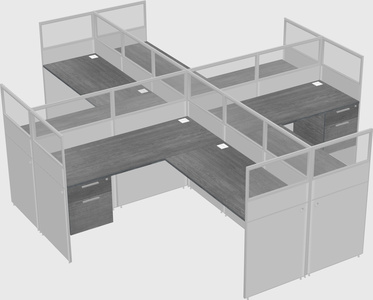 Shared l-shaped cubicles