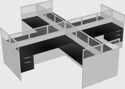 Shared l-shaped cubicles
