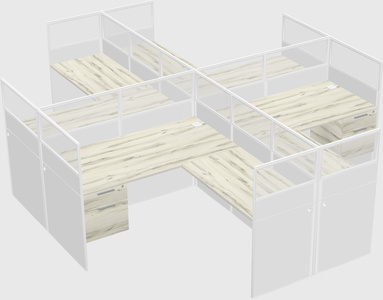 Shared l-shaped cubicles