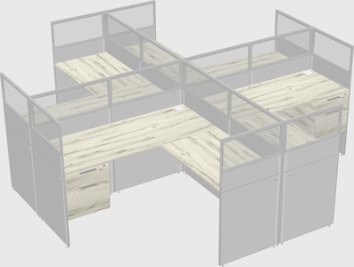 Shared l-shaped cubicles