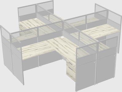 Shared l-shaped cubicles