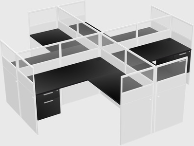 Shared l-shaped cubicles