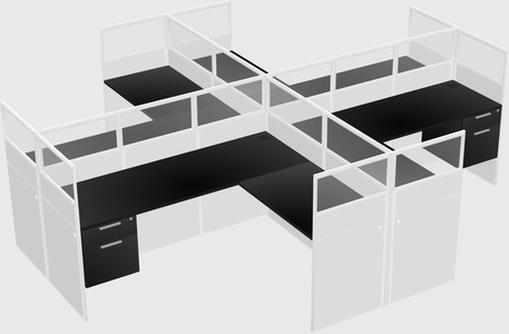 Shared l-shaped cubicles