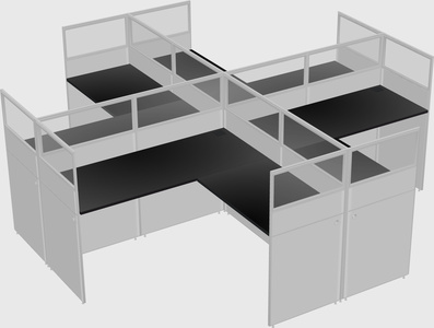 Shared l-shaped cubicles