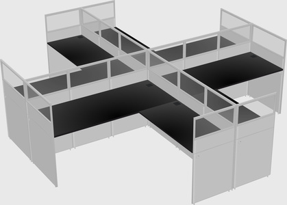 Shared l-shaped cubicles