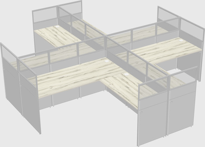 Shared l-shaped cubicles